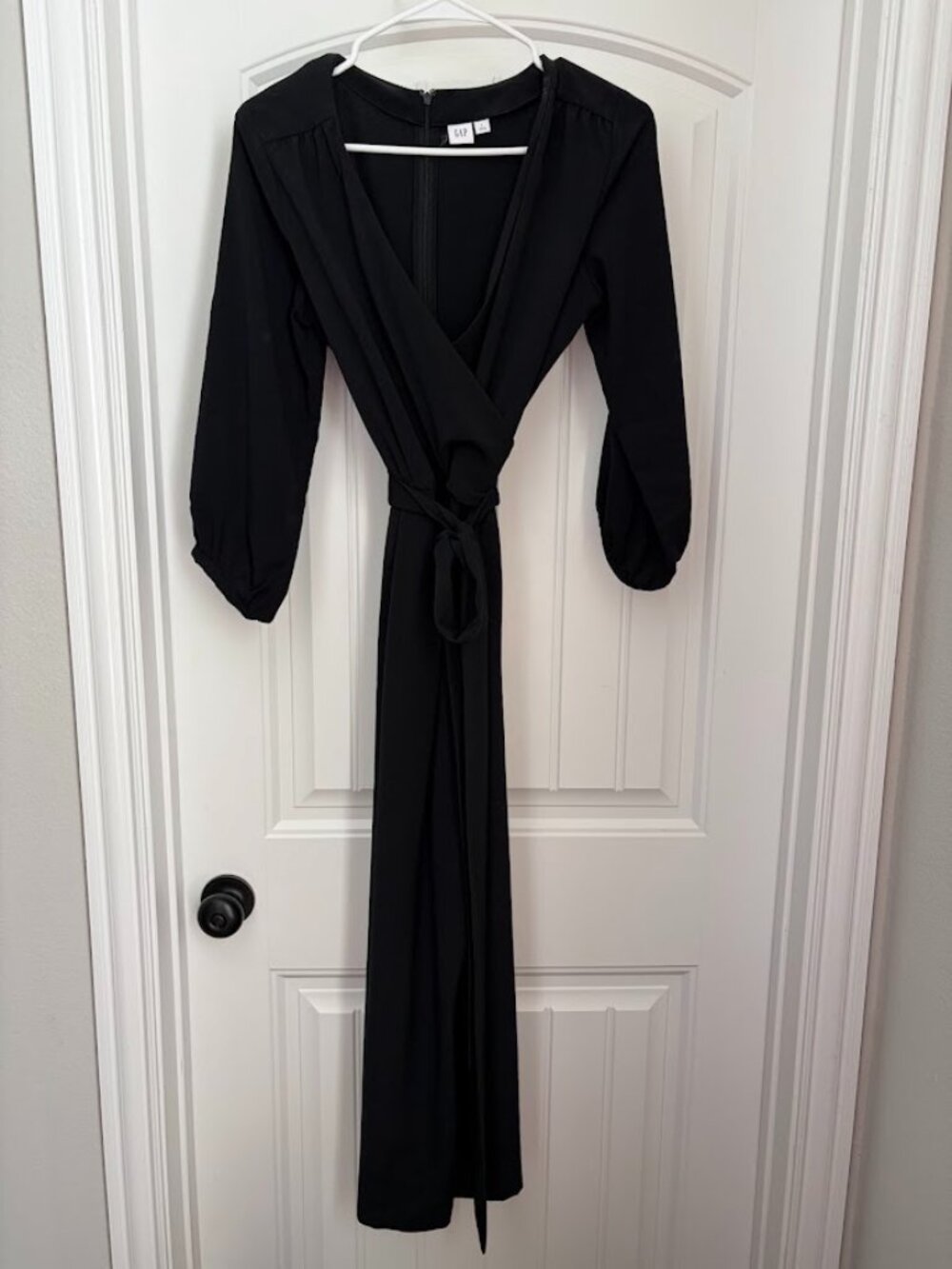 GAP Black Quarter Sleeve Wide Leg Jumpsuit with Wrap
